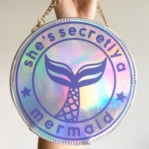 Mermaid Holo Iridescent Harajuku Round Handbag - Picture 8 of 8